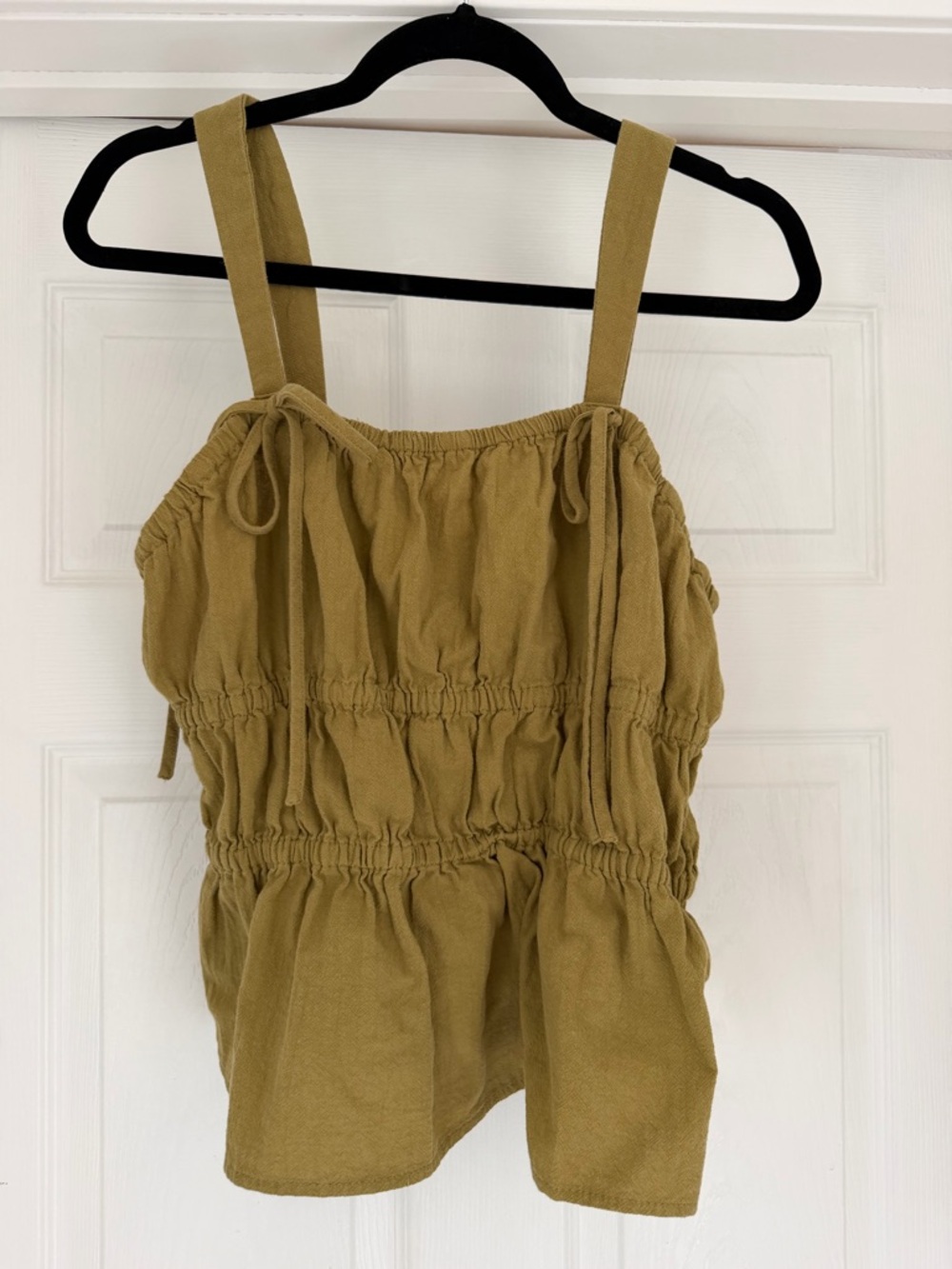Universal Thread Olive Green Ruched Cotton Tank Top